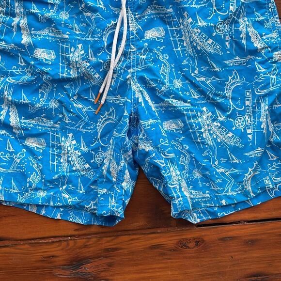 Bonobos lined elastic waist pull on drawstring lined nautical print swim trunks - Picture 4 of 6